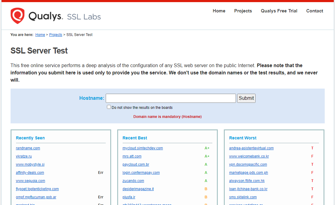 ssllabs首页